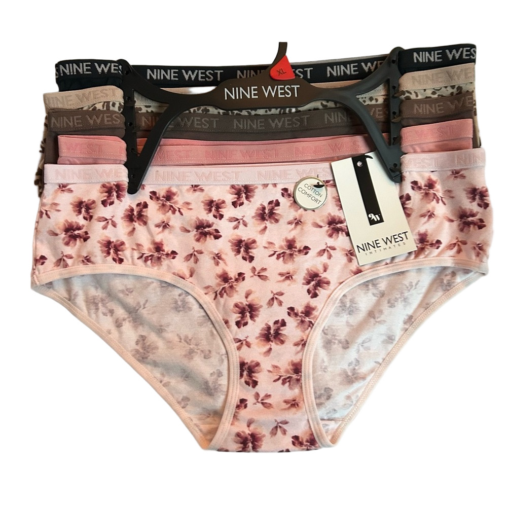Nine West Woman’s 5 Pack Cotton Panties, Floral, Animal Print and Solid Size XL